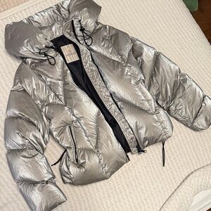Moncler Metallic Silver Puffer Jacket